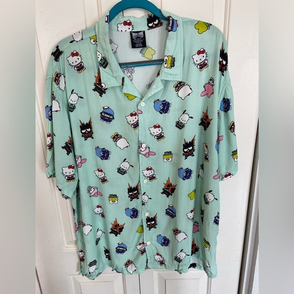 My Hero Academia Hello Kitty Button Up Shirt Short Sleeve XL - Picture 1 of 8